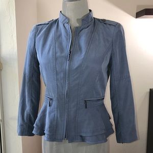 WHBM lightweight crop peplum bomber jacket blazer